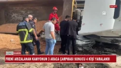 FRENİ ARIZALANAN KAMYONUN 3 ARACA ÇARPMASI SONUCU 4 KİŞİ YARALANDI