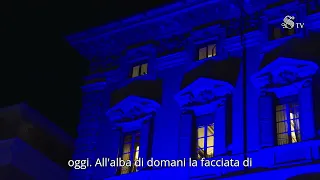Palazzo Madama illuminato di blu per le vittime civili delle guerre