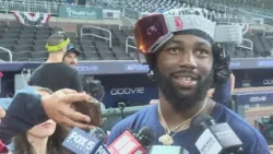 Michael Harris celebrates Wild Card victory