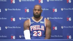 LeBron James speaks at Sixers Media Day, sporting Philadelphia uniform for first time in public