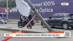Cajamarca: Suspected drunk driver crashes into utility pole
