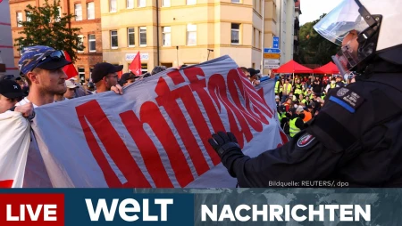 Demonstrators Occupy Square in Erfurt City Center