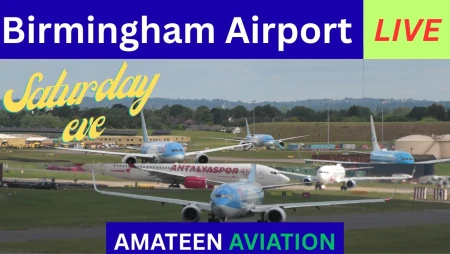 Plane Spotting at Birmingham Airport UK with Air India Dreamliner